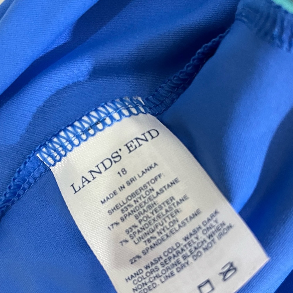 Lands’ End Blue Color Block Tiered Ruffle Tankini Size 18 - Picture 9 of 11